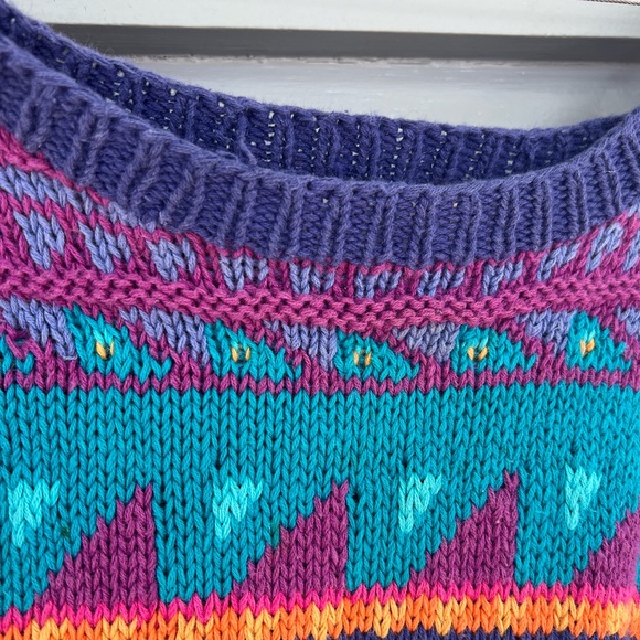 Vintage LL Bean Knit Geometric Jacquard Sweater - Picture 2 of 7